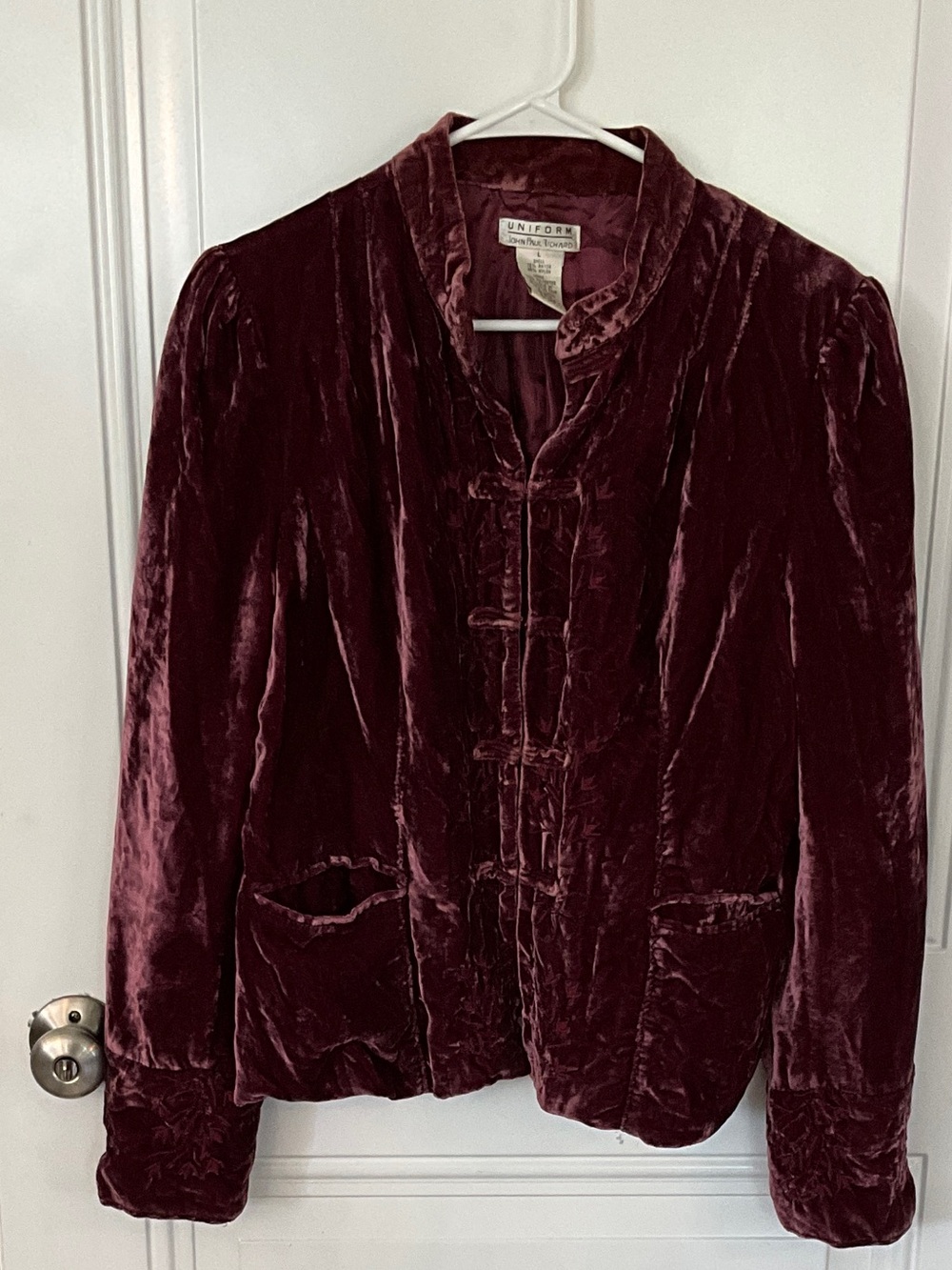 L Vintage 90s Burgundy Velvet Robe Jacket - Uniform John Paul Richard